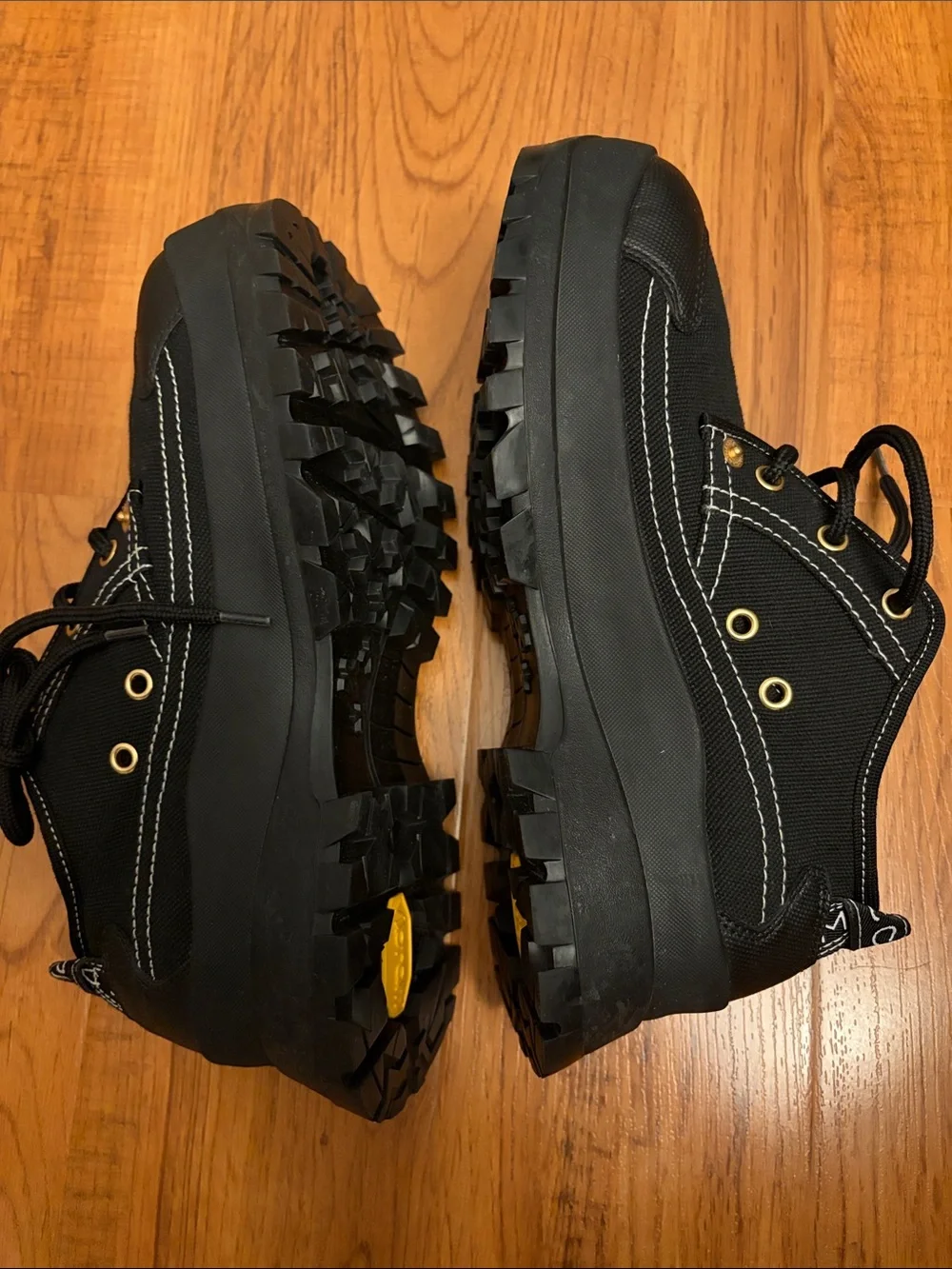 Stella McCarney + vibram Men's Black Canvas Lace-Up Platform Sneakers,39/ US 8.5